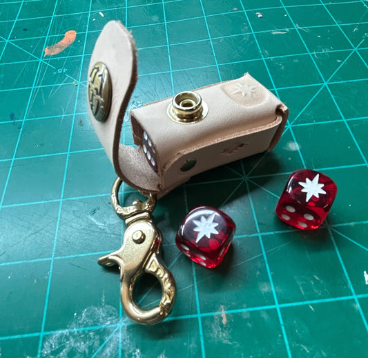JM Star Dice and Hand-Tooled Leather Carrying Pouch
